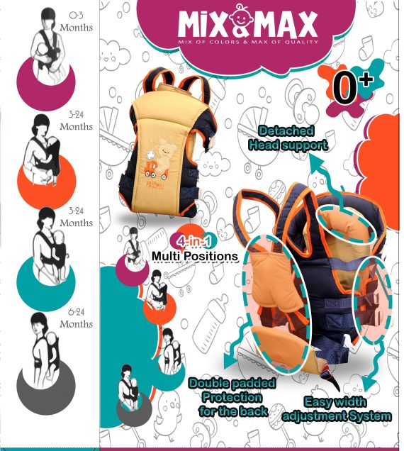 Mix & Max Baby multi position Carrier 4 in 1 (Red # 315)
