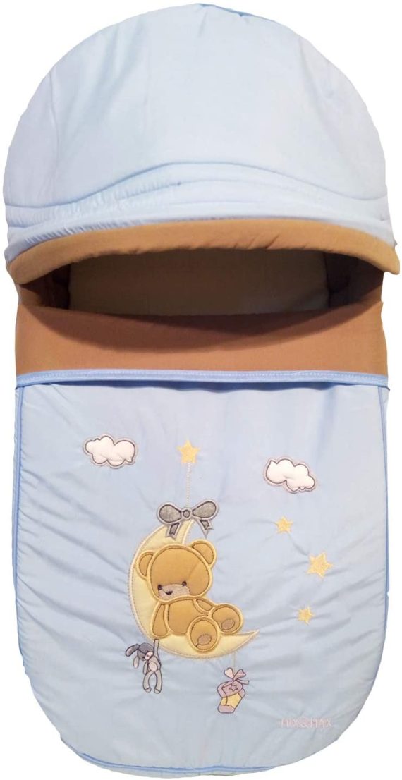 Mix and Max Embroidered Baby Carrycot ( Moon Baby Blue #152 )