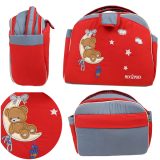 Mix & Max Classic Diaper Shoulder bag with embroidery ( Moon Red #250 )