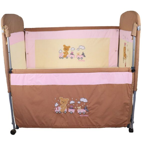 Mix & Max Multi Option Baby Large Iron Bed rocking (or fixed as desired) embroidered #550