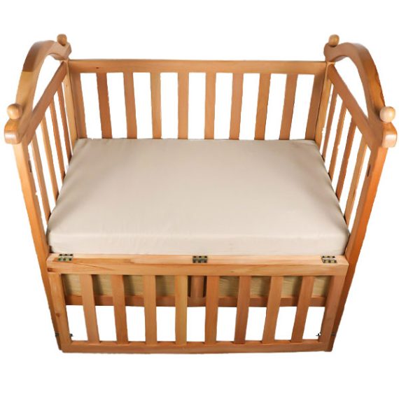 Red beech wood bed with mattress and drawers