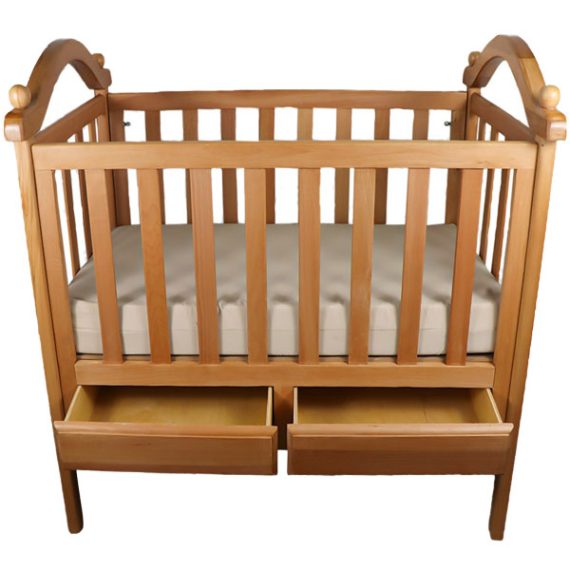 Red beech wood bed with mattress and drawers