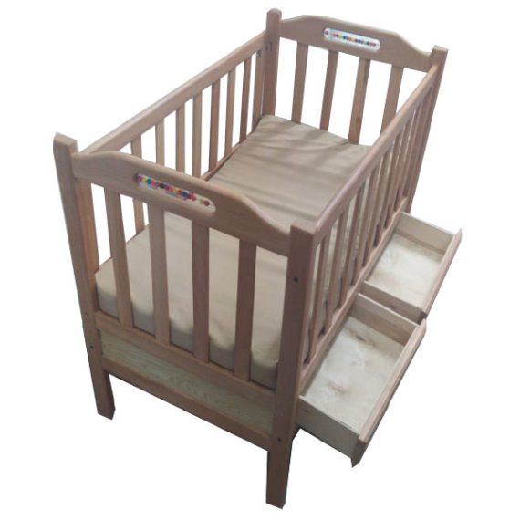 Beech wood bed with toys and drawers next to a movable 110 * 63 cm with the mattress