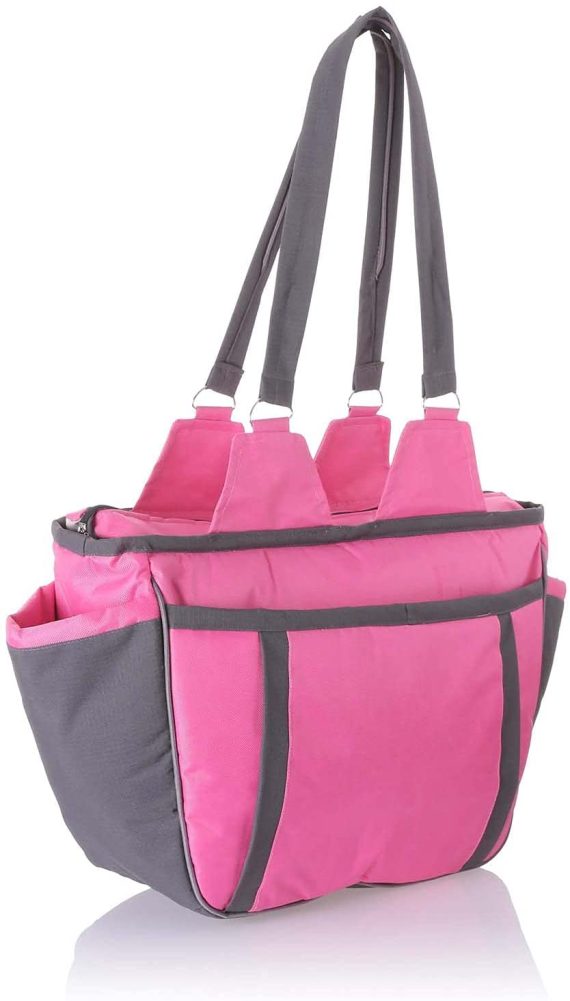 Mix & Max Leather Diaper Shoulder bag with embroidery ( Home Fushia #216 )