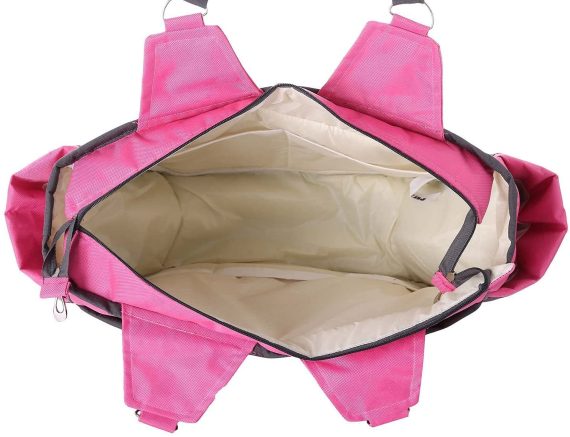 Mix & Max Leather Diaper Shoulder bag with embroidery ( Home Fushia #216 )