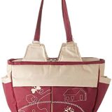 Mix & Max Leather Diaper Shoulder bag with embroidery ( Home Dark red #218 )