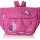 Mix & Max Leather Diaper Backpack bag with embroidery ( Bird Fushia #219f )