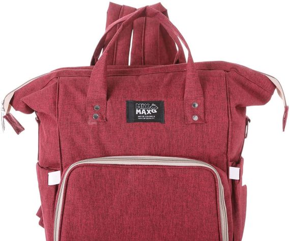 Mix & Max Leather Diaper Backpack bag ( Red #236 )