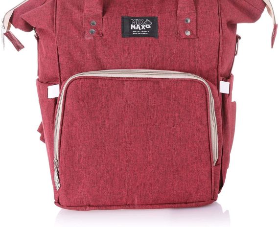 Mix & Max Leather Diaper Backpack bag ( Red #236 )