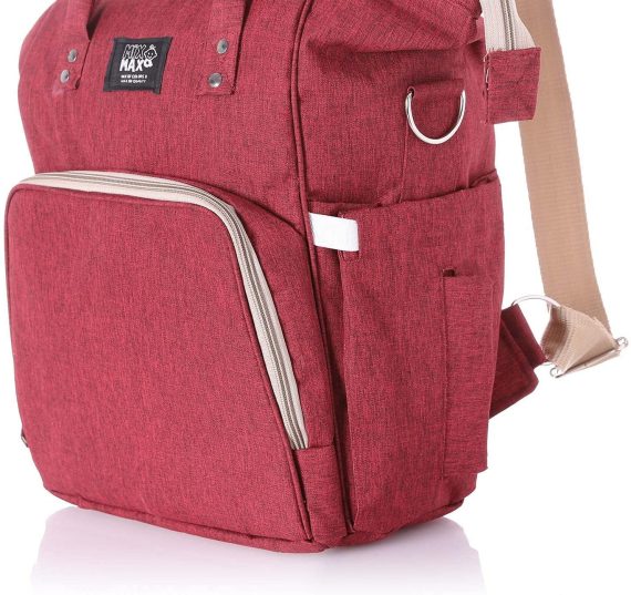 Mix & Max Leather Diaper Backpack bag ( Red #236 )