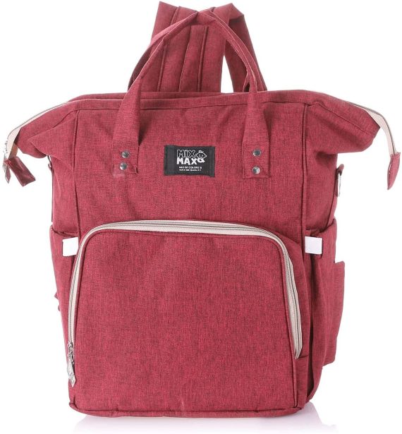Mix & Max Leather Diaper Backpack bag ( Red #236 )