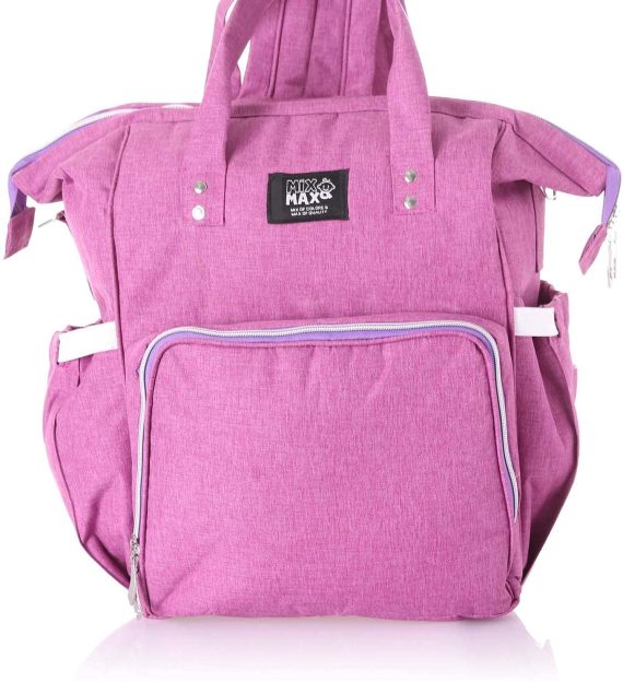 Mix & Max Leather Diaper Backpack bag ( Fushia #227 )