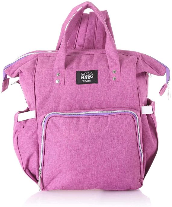 Mix & Max Leather Diaper Backpack bag ( Fushia #227 )