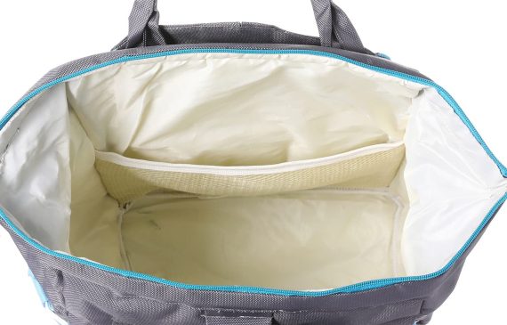 Mix & Max Leather Diaper Backpack bag with embroidery ( Home Baby Blue #247 )