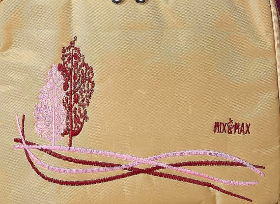 Mix & Max Leather Diaper Backpack bag with embroidery ( Tree Beige #254 )