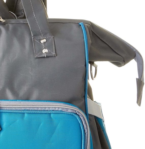 Mix & Max Leather Diaper Backpack bag with embroidery ( Tree Baby Blue #255 )