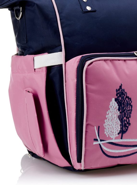 Mix & Max Leather Diaper Backpack bag with embroidery ( Tree Fushia #256 )