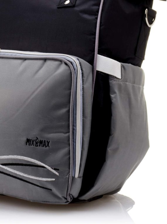 Mix & Max Leather Diaper Backpack bag with embroidery ( Tree Grey #258 )