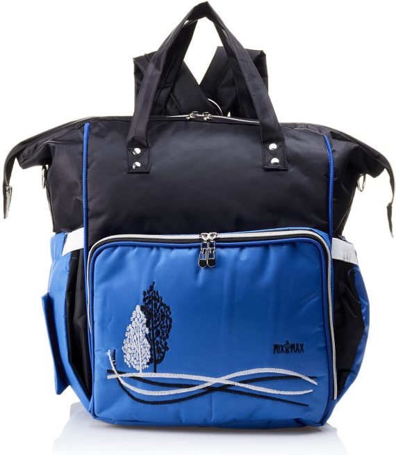 Mix & Max Leather Diaper Backpack bag with embroidery ( Tree Black #259 )