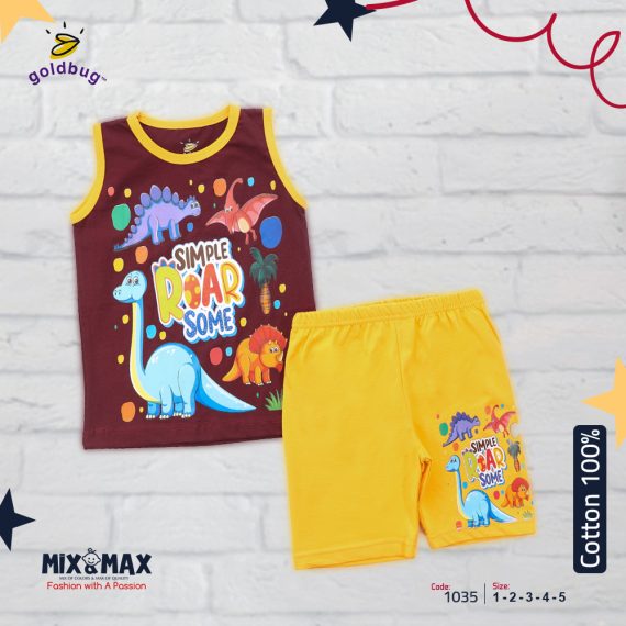 Mix & Max Kid Cotton 100% Pajama size 1 Year to 5 Years Old (5 Sizes) - Code 1035