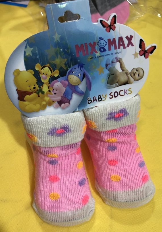 Mix & Max Baby Cotton Girl Socks (3 Pieces) One Baby Size