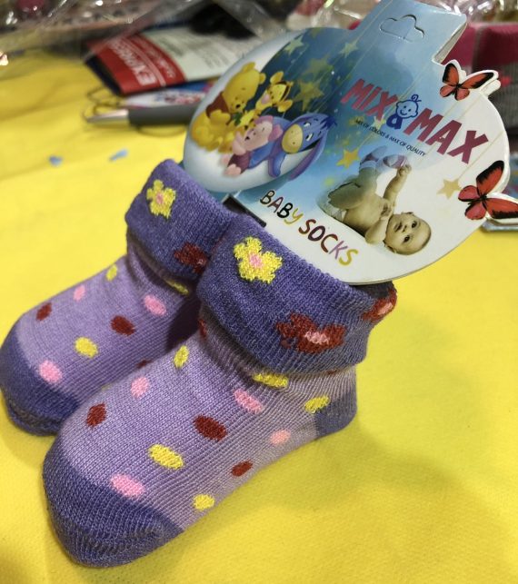 Mix & Max Baby Cotton Girl Socks (3 Pieces) One Baby Size