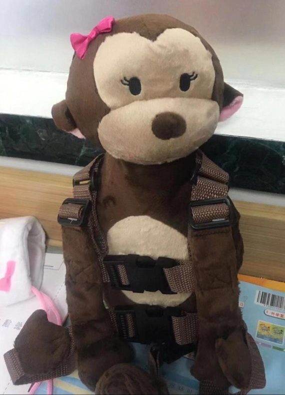 Mix & Max 2-in-1 Child Safety Harness deluxe Animal Shape backpack Cotton 100% - Brown Girly Monkey