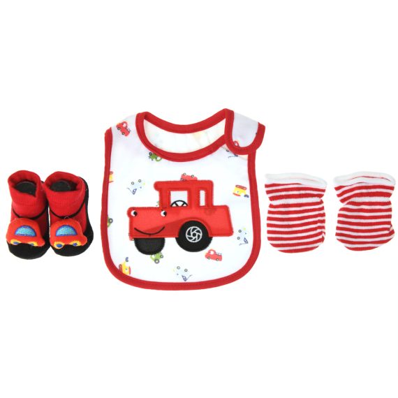 Mix & Max Baby Perfect Gift Set One size (Bib+Sock+Hand Cover) Cotton 100% - Red car