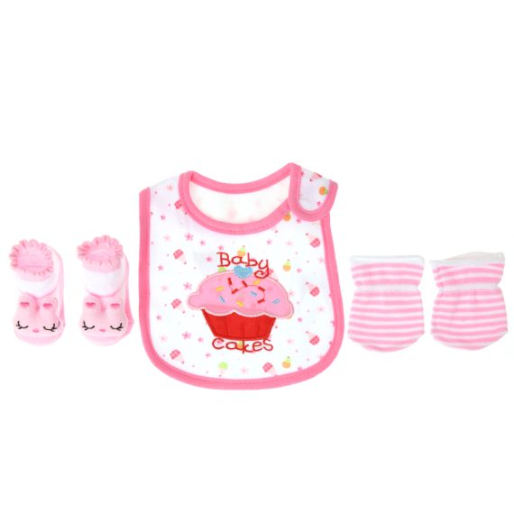 Mix & Max Baby Perfect Gift Set One size (Bib+Sock+Hand Cover) Cotton 100% - Cupcake