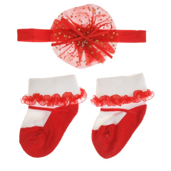 Mix & Max Baby Gift (2 Sets) One size ( Sock + Sortiet Microfiber Headband Elastic Makeup ) - 2 sets