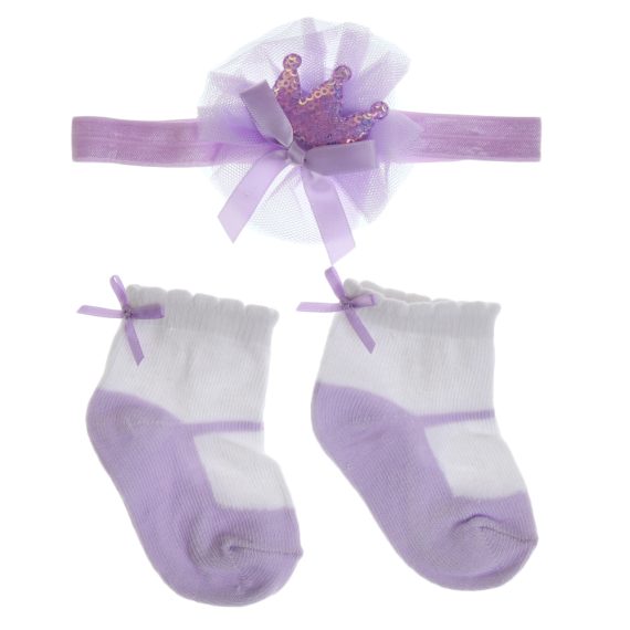 Mix & Max Baby Gift (2 Sets) One size ( Sock + Sortiet Microfiber Headband Elastic Makeup ) - 2 sets