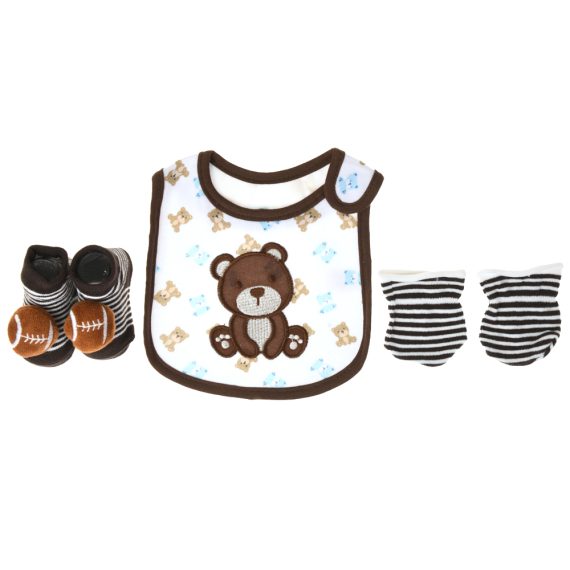 Mix & Max Baby Perfect Gift Set One size (Bib+Sock+Hand Cover) Cotton 100% - Bear