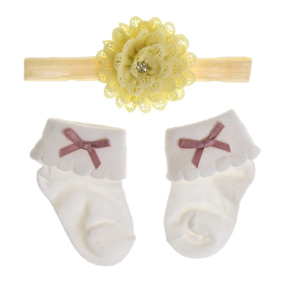 Mix & Max Baby Gift (2 Sets) One size ( Sock + Sortiet Microfiber Headband Elastic Makeup ) - 2 sets