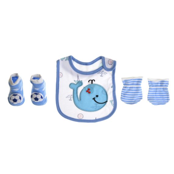 Mix & Max Baby Perfect Gift Set One size (Bib+Sock+Hand Cover) Cotton 100% - Navy Fish