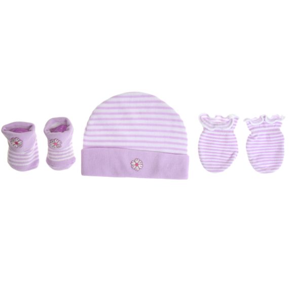 Mix & Max Baby Gift Set One size (Head Icecap+Sock+Hand Cover) Cotton 100% - Strike Purple