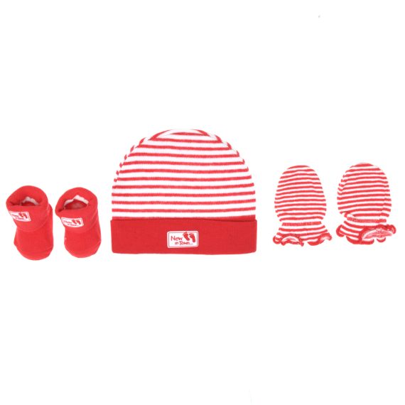 Mix & Max Baby Gift Set One size (Head Icecap+Sock+Hand Cover) Cotton 100% - Red new in town