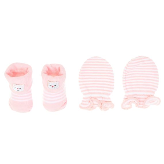 Mix & Max Baby Gift Set One size (Head Icecap+Sock+Hand Cover) Cotton 100% - Cat