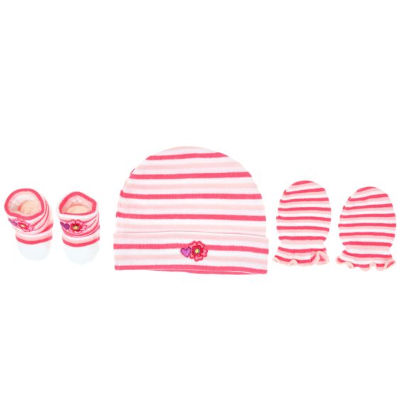 Mix & Max Baby Gift Set One size (Head Icecap+Sock+Hand Cover) Cotton 100% - Flower