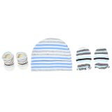 Mix & Max Baby Gift Set One size (Head Icecap+Sock+Hand Cover) Cotton 100% - Strike Navy Grey