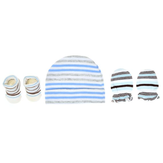 Mix & Max Baby Gift Set One size (Head Icecap+Sock+Hand Cover) Cotton 100% - Strike Navy Grey