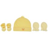 Mix & Max Baby Gift Set One size (Head Icecap+Sock+Hand Cover) Cotton 100% - Yellow