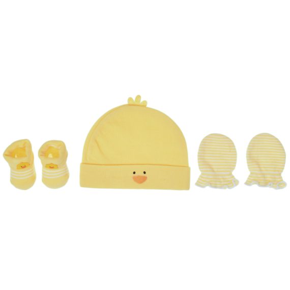 Mix & Max Baby Gift Set One size (Head Icecap+Sock+Hand Cover) Cotton 100% - Yellow