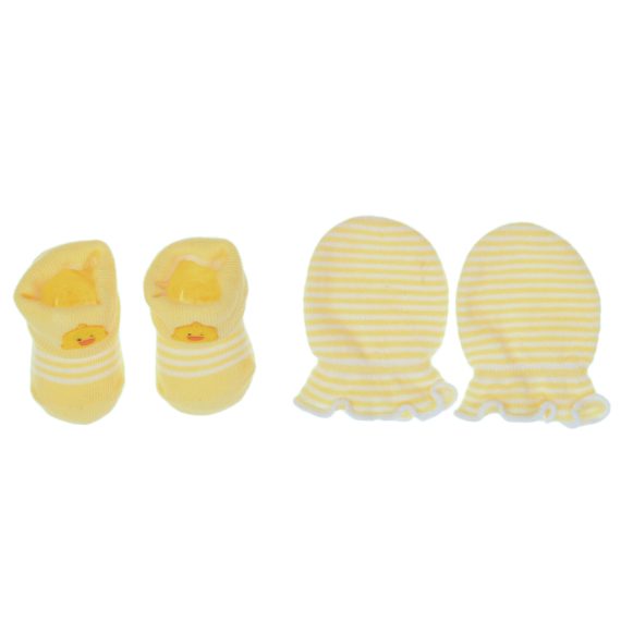 Mix & Max Baby Gift Set One size (Head Icecap+Sock+Hand Cover) Cotton 100% - Yellow