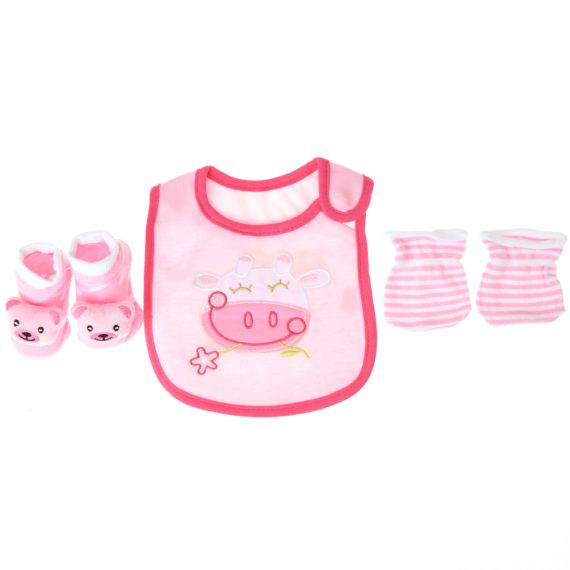 Mix & Max Baby Perfect Gift Set One size (Bib+Sock+Hand Cover) Cotton 100% - Pinky