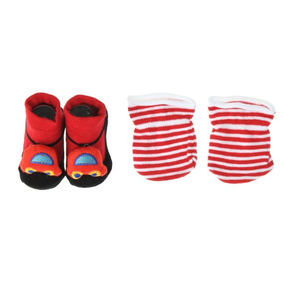Mix & Max Baby Perfect Gift Set One size (Bib+Sock+Hand Cover) Cotton 100% - Red car