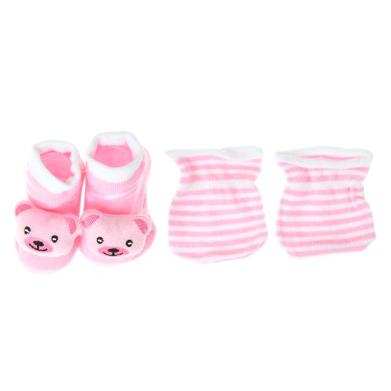Mix & Max Baby Perfect Gift Set One size (Bib+Sock+Hand Cover) Cotton 100% - Pinky