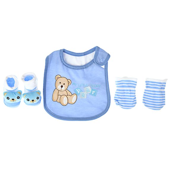 Mix & Max Baby Perfect Gift Set One size (Bib+Sock+Hand Cover) Cotton 100% - Navy Bear