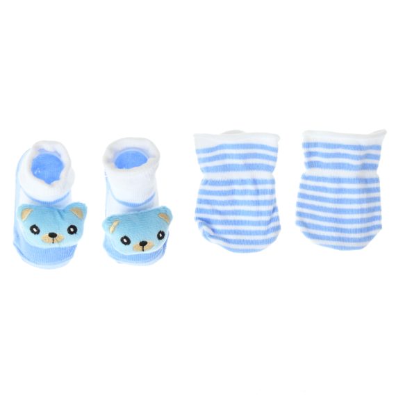 Mix & Max Baby Perfect Gift Set One size (Bib+Sock+Hand Cover) Cotton 100% - Navy Bear