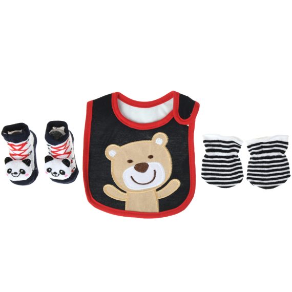 Mix & Max Baby Perfect Gift Set One size (Bib+Sock+Hand Cover) Cotton 100% - Happy Bear