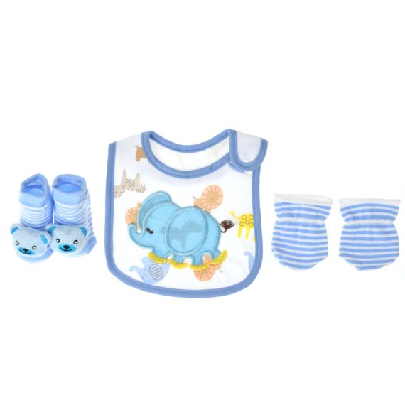 Mix & Max Baby Perfect Gift Set One size (Bib+Sock+Hand Cover) Cotton 100% - Elephant